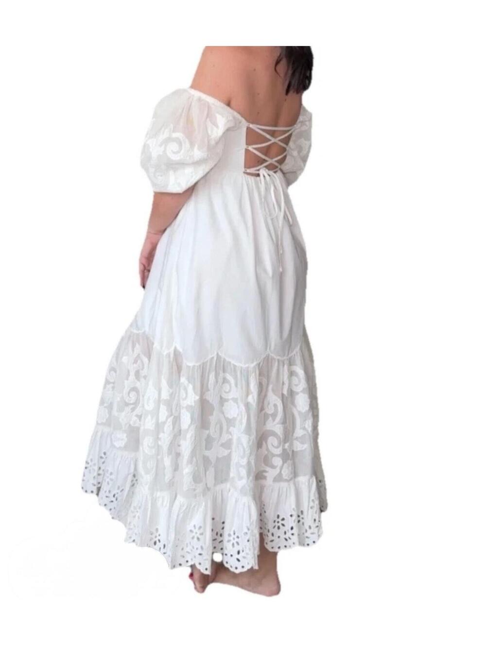 NWT A & F Bohemian White Maxi Dress size M